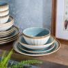 image:imageGibson Elite Leeds Court Plates and Bowls Sets 16Piece Stoneware Dinnerware Sets Terracotta Round Speckle Reactive Glaze Dish SetLight Blue Mayfair Bay