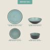image:imageGibson Elite Leeds Court Plates and Bowls Sets 16Piece Stoneware Dinnerware Sets Terracotta Round Speckle Reactive Glaze Dish SetMatte Black  Green Tribeca Loft