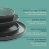 image:imageGibson Elite Leeds Court Plates and Bowls Sets 16Piece Stoneware Dinnerware Sets Terracotta Round Speckle Reactive Glaze Dish SetMatte Black  Green Tribeca Loft