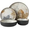 image:imageGibson Elite Leeds Court Plates and Bowls Sets 16Piece Stoneware Dinnerware Sets Terracotta Round Speckle Reactive Glaze Dish SetMulticolor Leaf Design Chantilly Hil