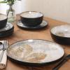image:imageGibson Elite Leeds Court Plates and Bowls Sets 16Piece Stoneware Dinnerware Sets Terracotta Round Speckle Reactive Glaze Dish SetMulticolor Leaf Design Chantilly Hil
