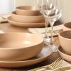 image:imageGibson Elite Leeds Court Plates and Bowls Sets 16Piece Stoneware Dinnerware Sets Terracotta Round Speckle Reactive Glaze Dish SetTerracotta Leeds Court