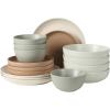 image:imageGibson Elite Leeds Court Plates and Bowls Sets 16Piece Stoneware Dinnerware Sets Terracotta Round Speckle Reactive Glaze Dish SetAssorted Colors Leeds Court
