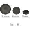 image:imageGibson Elite Midnight Lune Plates and Bowls Sets 12Piece Stoneware Dinnerware Sets Reactive Glaze Dish Set  BlueBlack Pasco