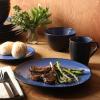 image:imageGibson Elite Midnight Lune Plates and Bowls Sets 12Piece Stoneware Dinnerware Sets Reactive Glaze Dish Set  BlueBlue