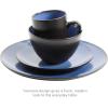 image:imageGibson Elite Midnight Lune Plates and Bowls Sets 12Piece Stoneware Dinnerware Sets Reactive Glaze Dish Set  BlueBlue