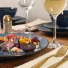 image:imageGibson Elite Midnight Lune Plates and Bowls Sets 12Piece Stoneware Dinnerware Sets Reactive Glaze Dish Set  BlueBlue Midnight Lune