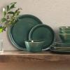 image:imageGibson Elite Midnight Lune Plates and Bowls Sets 12Piece Stoneware Dinnerware Sets Reactive Glaze Dish Set  BlueGlossy Green Fern Canyon