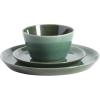 image:imageGibson Elite Midnight Lune Plates and Bowls Sets 12Piece Stoneware Dinnerware Sets Reactive Glaze Dish Set  BlueGlossy Green Fern Canyon
