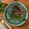 image:imageGibson Elite Midnight Lune Plates and Bowls Sets 12Piece Stoneware Dinnerware Sets Reactive Glaze Dish Set  BlueGlossy Green Fern Canyon