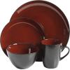 image:imageGibson Elite Midnight Lune Plates and Bowls Sets 12Piece Stoneware Dinnerware Sets Reactive Glaze Dish Set  BlueRed