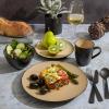 image:imageGibson Elite Midnight Lune Plates and Bowls Sets 12Piece Stoneware Dinnerware Sets Reactive Glaze Dish Set  BlueTaupe
