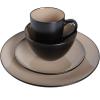 image:imageGibson Elite Midnight Lune Plates and Bowls Sets 12Piece Stoneware Dinnerware Sets Reactive Glaze Dish Set  BlueTaupe