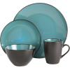 image:imageGibson Elite Midnight Lune Plates and Bowls Sets 12Piece Stoneware Dinnerware Sets Reactive Glaze Dish Set  BlueTeal