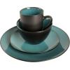 image:imageGibson Elite Midnight Lune Plates and Bowls Sets 12Piece Stoneware Dinnerware Sets Reactive Glaze Dish Set  BlueTeal