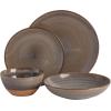 image:imageGibson Elite Bayou Moon Plates and Bowls Sets 16Piece White Matte Stoneware Dinnerware Sets Solid Color Reactive Glaze Dish SetEarthy Brown Dreamweaver