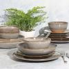 image:imageGibson Elite Bayou Moon Plates and Bowls Sets 16Piece White Matte Stoneware Dinnerware Sets Solid Color Reactive Glaze Dish SetGray Dreamweaver