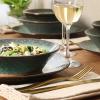 image:imageGibson Elite Bayou Moon Plates and Bowls Sets 16Piece White Matte Stoneware Dinnerware Sets Solid Color Reactive Glaze Dish SetGreen Green Lantern