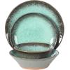 image:imageGibson Elite Bayou Moon Plates and Bowls Sets 16Piece White Matte Stoneware Dinnerware Sets Solid Color Reactive Glaze Dish SetGreen Green Lantern