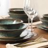 image:imageGibson Elite Bayou Moon Plates and Bowls Sets 16Piece White Matte Stoneware Dinnerware Sets Solid Color Reactive Glaze Dish SetGreen Green Lantern