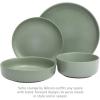 image:imageGibson Elite Bayou Moon Plates and Bowls Sets 16Piece White Matte Stoneware Dinnerware Sets Solid Color Reactive Glaze Dish SetGreen Pasco