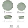 image:imageGibson Elite Bayou Moon Plates and Bowls Sets 16Piece White Matte Stoneware Dinnerware Sets Solid Color Reactive Glaze Dish SetGreen Pasco