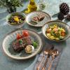 image:imageGibson Elite Bayou Moon Plates and Bowls Sets 16Piece White Matte Stoneware Dinnerware Sets Solid Color Reactive Glaze Dish SetLight Green Mayfair Bay