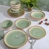 image:imageGibson Elite Bayou Moon Plates and Bowls Sets 16Piece White Matte Stoneware Dinnerware Sets Solid Color Reactive Glaze Dish SetLight Green Mayfair Bay