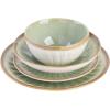 image:imageGibson Elite Bayou Moon Plates and Bowls Sets 16Piece White Matte Stoneware Dinnerware Sets Solid Color Reactive Glaze Dish SetLight Green Mayfair Bay