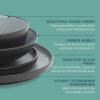 image:imageGibson Elite Bayou Moon Plates and Bowls Sets 16Piece White Matte Stoneware Dinnerware Sets Solid Color Reactive Glaze Dish SetMatte Black  Blue Tribeca Loft