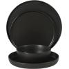 image:imageGibson Elite Bayou Moon Plates and Bowls Sets 16Piece White Matte Stoneware Dinnerware Sets Solid Color Reactive Glaze Dish SetMatte Black Bayou Moon
