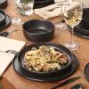 image:imageGibson Elite Bayou Moon Plates and Bowls Sets 16Piece White Matte Stoneware Dinnerware Sets Solid Color Reactive Glaze Dish SetMatte Black Bayou Moon