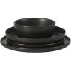 image:imageGibson Elite Bayou Moon Plates and Bowls Sets 16Piece White Matte Stoneware Dinnerware Sets Solid Color Reactive Glaze Dish SetMatte Black Bayou Moon