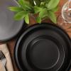 image:imageGibson Elite Bayou Moon Plates and Bowls Sets 16Piece White Matte Stoneware Dinnerware Sets Solid Color Reactive Glaze Dish SetMatte Black Bayou Moon