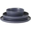 image:imageGibson Elite Bayou Moon Plates and Bowls Sets 16Piece White Matte Stoneware Dinnerware Sets Solid Color Reactive Glaze Dish SetMatte Blue Bayou Moon