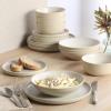 image:imageGibson Elite Bayou Moon Plates and Bowls Sets 16Piece White Matte Stoneware Dinnerware Sets Solid Color Reactive Glaze Dish SetMatte Cream  White Tribeca Loft