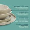 image:imageGibson Elite Bayou Moon Plates and Bowls Sets 16Piece White Matte Stoneware Dinnerware Sets Solid Color Reactive Glaze Dish SetMatte Cream  White Tribeca Loft