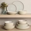 image:imageGibson Elite Bayou Moon Plates and Bowls Sets 16Piece White Matte Stoneware Dinnerware Sets Solid Color Reactive Glaze Dish SetMatte Cream  White Tribeca Loft