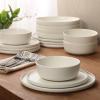 image:imageGibson Elite Bayou Moon Plates and Bowls Sets 16Piece White Matte Stoneware Dinnerware Sets Solid Color Reactive Glaze Dish SetMatte White Bayou Moon