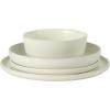 image:imageGibson Elite Bayou Moon Plates and Bowls Sets 16Piece White Matte Stoneware Dinnerware Sets Solid Color Reactive Glaze Dish SetMatte White Bayou Moon