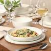image:imageGibson Elite Bayou Moon Plates and Bowls Sets 16Piece White Matte Stoneware Dinnerware Sets Solid Color Reactive Glaze Dish SetMatte White Bayou Moon