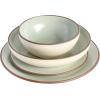 image:imageGibson Elite Bayou Moon Plates and Bowls Sets 16Piece White Matte Stoneware Dinnerware Sets Solid Color Reactive Glaze Dish SetMint Contempo Classic