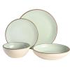 image:imageGibson Elite Bayou Moon Plates and Bowls Sets 16Piece White Matte Stoneware Dinnerware Sets Solid Color Reactive Glaze Dish SetMint Contempo Classic