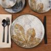 image:imageGibson Elite Bayou Moon Plates and Bowls Sets 16Piece White Matte Stoneware Dinnerware Sets Solid Color Reactive Glaze Dish SetMulticolor Leaf Design Chantilly Hil