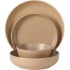 image:imageGibson Elite Bayou Moon Plates and Bowls Sets 16Piece White Matte Stoneware Dinnerware Sets Solid Color Reactive Glaze Dish SetTerracotta Leeds Court