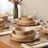 image:imageGibson Elite Bayou Moon Plates and Bowls Sets 16Piece White Matte Stoneware Dinnerware Sets Solid Color Reactive Glaze Dish SetTerracotta Leeds Court