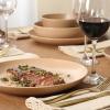 image:imageGibson Elite Bayou Moon Plates and Bowls Sets 16Piece White Matte Stoneware Dinnerware Sets Solid Color Reactive Glaze Dish SetTerracotta Leeds Court