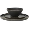 image:imageGibson Elite Coastal Forest Plates and Bowls Sets 12Piece Stoneware Dinnerware Sets Triple Reactive Glaze Dish Set  BlackBlack Coastal Forest