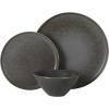 image:imageGibson Elite Coastal Forest Plates and Bowls Sets 12Piece Stoneware Dinnerware Sets Triple Reactive Glaze Dish Set  BlackBlack Coastal Forest