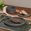 image:imageGibson Elite Coastal Forest Plates and Bowls Sets 12Piece Stoneware Dinnerware Sets Triple Reactive Glaze Dish Set  BlackBlack Solana